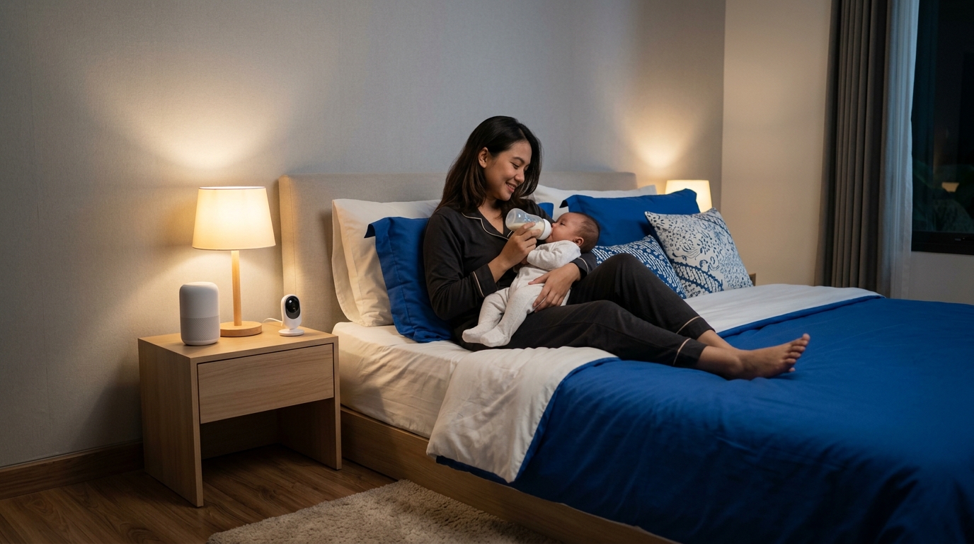 Ibu menyusui bayi di malam hari